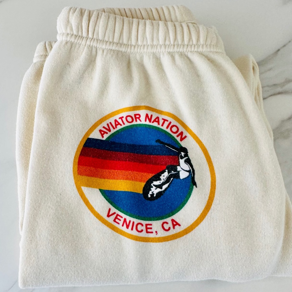Aviator Nation Sweatpants in Size Small Vintage Cream